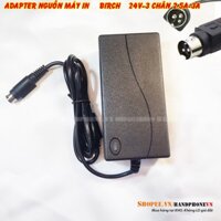 Bộ nguồn Adapter AC-DC: 24V - 2A / 2.5A / 3A cho máy in nhiệt Birch đầu ra GX16 3 chân - 3Pin