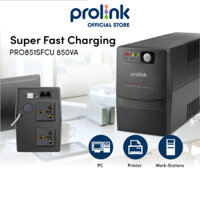 Bộ nguồn cấp điện liên tục UPS PROLiNK 850VA PRO851SFC  Công suất 480W, tích hợp bộ AVR, sạc siêu nhanh - Hàng chính hãng