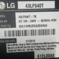 Bo nguồn, máng Led 43LF540T