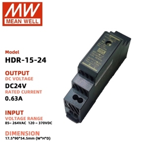 Bộ nguồn Meanwell HDR-15-24 (15W/24V/0.63A)