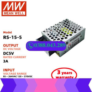 Bộ nguồn Meanwell RS-15-5 (15W/5V/3A)