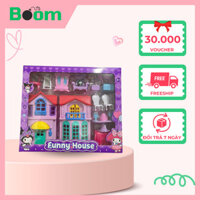 Bộ Nhà Búp Bê Kuromi Funny House, Đồ Chơi Nhà Búp Bê Lắp Ghép Phát Nhạc, Đèn Cho Bé Đồ chơi nhà Boom 5807-7A