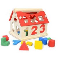 Bộ nhà gỗ thả hình và số (loại nhỏ) - giúp trẻ sáng tạo trí tưởng tượng, tăng khả năng tư duy - shop Vân Lê Sài Gòn - Vâ