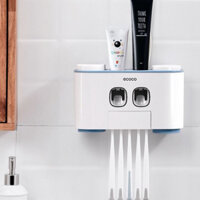 Bộ Nhả Kem Đánh Răng ECoCo Đôi 4 Cốc và 5 Khay Để Bàn Chải Dán Tường