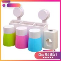 Bộ nhả kem đánh răng tự động thông minh kèm 3 cốc nhựa tiện dụng - bộ nhả kem đánh răng 3 cốc - nhà cửa & đời sống