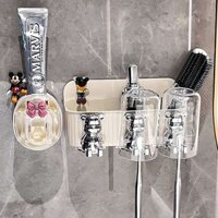 Bộ Nhả Kem Đánh Răng Tự Động Gấu Bearbrick , Kệ Đựng Bàn Chải Kem Đánh Răng Dán Tường