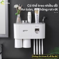 Bộ nhả kem đánh răng tự động AIGE,kệ để bàn chải kem đánh răng, giá đựng bàn chải kem đánh răng