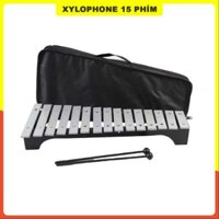 Bộ nhạc cụ Glockenspiel 15 Note lân sư rồng kèm bộ dùi gõ, Xylophone 15 phím đen trắng hợp kim nhôm