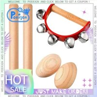 Bộ nhạc cụ gõ, Gậy nhịp điệu + Bình lắc trứng bằng gỗ + Chuông rung Tambourine, cho bữa tiệc Giáng sinh cho trẻ em