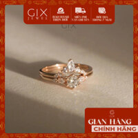 Bộ nhẫn kim cương đính hôn vàng hồng 18k đẹp giá rẻ cho nữ Gix Jewel