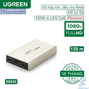 Bộ nhận tín hiệu HDMI 120M qua cáp mạng RJ45 Cat5e/Cat6 Ugreen 30945
