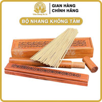 Bộ nhang không tăm đầy đủ hộp đựng và máng đốt bằng gỗ nhà HÀ XÁ cao cấp - Bộ nhang không tăm lót nhung