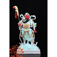 BỘ NHỊ VỊ HỘ PHÁP - GIÀ LAM HỘ PHÁP BẰNG BỘT ĐÁ XANH CƯỠI MÂY CAO 48CM