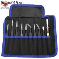 Bộ nhíp bằng thép không gỉ được đề xuất Nhíp khuỷu tay nhọn Tháo gỡ Crowbar Bộ 10 mảnh Vải Bagged Nhíp Công nhân