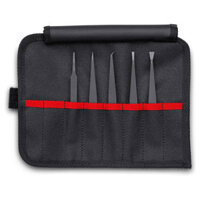 Bộ nhíp gắp linh kiện điện tử, chống tĩnh điện 5 chi tiết KNIPEX 92 00 05 ESD chất liệu nhựa gia cường Carbon