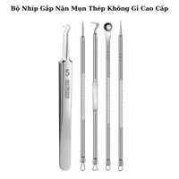 Bộ Nhíp Gắp Mụn 5 Món Cao Cấp Thép Không Gỉ