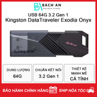 Bộ nhớ ngoài USB 3.2 Gen 1 Kingston DataTraveler Exodia Onyx 64GB DTXON/64GB - Bảo Hành 60 Tháng