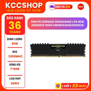 Bộ nhớ ram gắn trong Corsair DDR4 Vengeance LPX Heat spreader 3200MHz 8GB đen CMK8GX4M1E3200C16