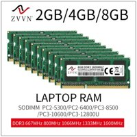 Bộ nhớ RAM laptop 5300S 6400 8500 10600 4GB 2GB 2G 4G PC2 PC3L DDR2 DDR3 667Mhz 800Mhz 1333hz 1600Mhz