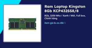 Bộ Nhớ RAM Laptop Kingston 8GB DDR4 3200Mhz KCP432SS8/8