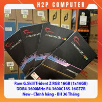 Bộ nhớ trong Ram G.Skill Trident Z RGB 16GB (1x16GB) DDR4-3600MHz-F4-3600C18S-16GTZR - New - Chính hãng - BH 36 Tháng