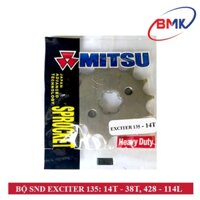 Bộ Nhông Sên Dĩa cho xe máy  Exciter 135 Thương hiệu MITSU Made in Thai Land