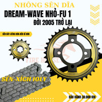 Bộ Nhông Sên Dĩa DREAM-WAVE Nhỏ (Dĩa Nhông Mạ Vàng-Sên Đen)Thương Hiệu FIRE HORSE Trui Cứng SÊN 10 LY