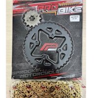 Bộ nhông sên dĩa Pro-Bike sên vàng cho Exciter 135 14T - 39T- Sên 428H (sên 10ly dài 124 mắc) (060026)