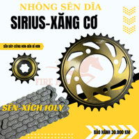 Bộ Nhông Sên Dĩa SIRIUS-Xăng Cơ (Dĩa Nhông Mạ Vàng-Sên Đen)Thương Hiệu FIRE HORSE Trui Cứng SÊN 10 LY