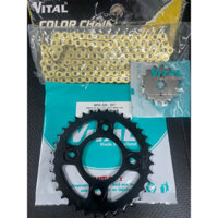 Bộ Nhông Sên Dĩa Wave Lớn / Wave RSX/ Wave Alpha 36T - 14T Sên Vàng 428Sb - Chính Hãng VITAL