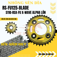 Bộ Nhông Sên Dĩa WAVE RS-FU 125-WAVE ALPHA-WAVE S110-WA LỚN (Dĩa Nhông Mạ Vàng-Sên Đen)Thương Hiệu FIRE HORSE SÊN 10 LY