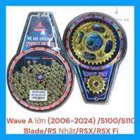 Bộ Nhông xích kinh thái vỉ vàng Nhông Sên Dĩa Exciter 150,135, Winner,winner X ,Dream,Rs,Sirus ...