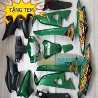 Bộ nhựa áo xe Wave Anpha, S100, Wave RS [TẶNG TEM XE] nhựa ABS cao cấp MÀU XANH HEINEKEN cho xe đời 2006 đến 2016 -B662