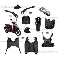 Bộ nhựa nhám Sh Mode 125 2013-2020 (11 món) màu Đen bản Khóa Chìa, Dàn mủ nhám đen SH Mode 2 val 2014 2015 2016 2017 2018 2019