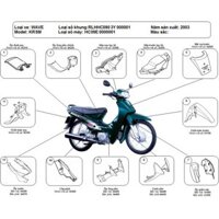 Bộ nhựa Wave nhỏ xanh lục máy trắng ( Có tem - MÃ KRS 860 )