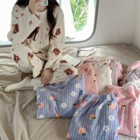 Bộ nỉ bông gấu, Bộ Đồ Ngủ Bằng Nỉ Lông Cừu Phong Cách Mới Mặc Ở Nhà