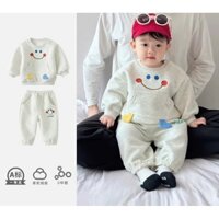 Bộ nỉ bông hình mặt cười  cho bé trai bé gái siêu ấm