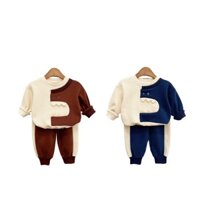 Bộ Nỉ Bông Khủng Long BUN.BON KIDS, Bộ Nỉ Dài Tay Hình Khủng Long Cho Bé Từ 9-20Kg