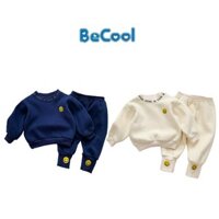Bộ Nỉ Bông Thêu Hình Mặt Cười Cổ Tròn BUN.BON KIDS, Bộ Nỉ Bông Siêu Xinh Cho Các Bé Từ 7-26kg