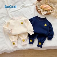Bộ Nỉ Bông Thêu Hình Mặt Cười Xịn Cổ Tròn,Bộ Nỉ Bông Siêu Xinh Cho Các Bé Từ 10-27kg BAOBAO KIDS