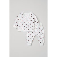 Bộ nỉ cài khuy chéo tim cho bé gái sz 0-9M form to