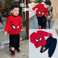 Bộ Nỉ Cho Bé, Bộ Nỉ Dài Tay Người Nhện Áo Đỏ Quần Đen Nỉ Bông Cho Bé - Nhà Cam