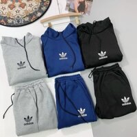 Bộ nỉ dày nam nữ thể thao mặc siêu ấm, set nỉ nam có mũ, quần áo thể thao thu đông cực ấm