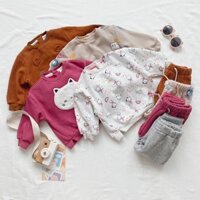 Bộ nỉ lót lông bé trai bé gái xuất dư chất mềm mại dày ấm