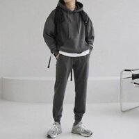 Bộ Nỉ Nam Nữ Thu Đông Trơn - Set Đồ Thể Thao Mặc Nhà Unisex, Áo Khoác Hoodie Sweter Dài Tay Có Nón Quần Jogger G5 - BNỈ CÓ NÓN XÁM TRƠN,XL DƯỚI 73KG