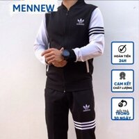 Bộ Nỉ Nam Set Quần Áo Thể Thao Thu Đông Ba Sọc Dài Tay Thời Trang Cao Cấp Hà Nội Mennew BTDS