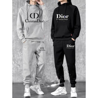 Bộ nỉ nam thể thao DC diof set quần áo nam thu đông, áo hoodie mũ 2 lớp, chất nỉ dầy dặn không xù