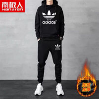 Bộ nỉ nam thể thao hoa adidaa set quần áo nam thu đông áo hoodie  mũ 2 lớp, chất nỉ dầy dặn không xù
