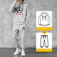 Bộ nỉ nam thể thao mercedes, set quần áo nam thu đông, áo hoodie  mũ 2 lớp, chất nỉ dầy dặn không xù