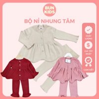 Bộ nỉ nhung tăm thu đông, Bộ bé gái siêu xinh BUN KIDS [Kèm ảnh thật trải sàn]